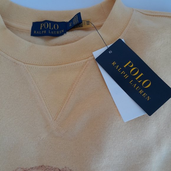 Polo Ralph Lauren Men's  1XB Yellow Summer Bear Crewneck Fleece Sweatshirt New - Picture 4 of 13